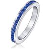 Bling Jewelry Anello Eternity A Canale Con Zirconia Cubica Blu Impilabile CZ Simulato Zaffiro Per Donne E Adolescenti In Argento Sterling .925