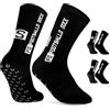 AVABEST Calzini da calcio da uomo, 2 paia di calzini da calcio, per uomo, 35-39, 39-46, 46-50, calzini da calcio, antiscivolo, per pallacanestro, corsa, ciclismo, tennis, Nero , 46/50 cm