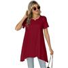Famrrifuu Maglia Manica Corta Donna Oversize Collo Rotondo Maglietta Sciolto Tunica Top Primavera Estivo Casual Basic T-Shirt, Rosso, M