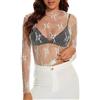 SamHeng Maglietta Donna Trasparente Camicia Mesh Tops Collo Alto Camicette Manica Lunga Maglie in Rete Tunica Bluse Elegante Casual Shirts Sexy Clubwear Casual-Bianco