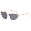 YAMEIZE Occhiali da Sole Occhio di Gatto Vintage Cat Eye Retro Occhiali Donna e Uomo Senza Montatura Protezione UV Oro Grigio