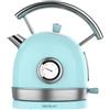 Cecotec Bollitore elettrico ThermoSense 420 Light Blue. 1,8 litri di capacità, 2200 W, misuratore di temperatura, base 360°, acciaio inox, stile vintage, blu