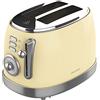 Cecotec Tostapane in acciaio Vintage 800 Light Yellow. 850 W, Doppia Fessura Extra-Larga da 3,8 cm, 2 Tostature, Finitura in Acciaio Inox, Stile Vintage, 3 Funzioni, Giallo.