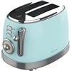 Cecotec Tostapane Toast&Taste 800 Vintage Light Blue, 850 W, Doppia Fessura Corta Larga da 3,8 cm, 2 Fette, Finiture in Acciaio Inossidabile, Stile Vintage, 3 Funzioni, Blu