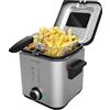 Cecotec Friggitrice Elettrica CleanFry Advance 1500 Inox. 900 W, 1,5 litri, Acciaio inossidabile, Filtro che mantiene l'olio pulito, Vaschetta estraibile
