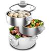 Cecotec Vaporiera Elettrica Vapovita Steelpot Bianco. Potenza 1300W, Contenitori Inox, Capacità 10L, Tempo Regolabile, Spegnimento Automatico, Facile Pulizia, Coperchio Speciale, Cucina Sana