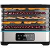 Cecotec Deidratatore alimentare VitaDry Pro. 300 W, disidratatore per frutta con 5 vassoi regolabile in altezza, display digitale, timer 30 min a 48 ore, temperatura 35°-70°, inox