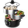 Cecotec Vaporiera Elettrica Vapovita Steelpot. Potenza 1300W, Contenitori Inox, Capacità 10L, Tempo Regolabile, Spegnimento Automatico, Facile Pulizia, Coperchio Speciale, Cucina Sana, Sicurezza