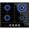 Cecotec Piano cottura a gas Bolero Squad G 4200F Glass Black. 8000W, 4 fuochi, cristallo nero, griglie in ghisa, bruciatore WOK tripla corona, accensione elettrica, sistema sicurezza valvole.