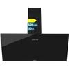 Cecotec Cappa Decorativa 90 cm Bolero Flux DM 906500 Glass Black A. Motore 165W, Basso Consumo, Fronte Vetro Nero, Aspirazione 650m³/h, Controllo Meccanico, 3 Livelli Potenza, Filtro a Carboni Attivi