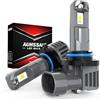 AUHSSAN 9006 LED Lampadine, 80W 16000LM Fari LED HB4, 6000K Bianco Anabbaglianti o Abbaglianti Luminosi, 400% Più Luminoso Wireless Non Polarità Mini Lampadine Auto Sostituzione, Lampadina Nebbia, 2Pezzi