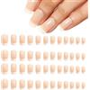 EAVUYIS 48 pezzi Press on Nails corto, quadrato nude rosa sfumato bianco finto unghie finte con colla per unghie, unghie finte rettangolari rosa gradiente bianco acrilico