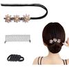 Dalababa Chignon Facile per Capelli, 1 Pezzi Fiore Perla Fermagli per Chignon Francesi, Creatore di Chignon per Capelli con 5 Elastici per Capelli e 1 Fissatori per Capelli a Forma di U (Rosa)