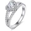 jiamiaoi 18 carati Oro Bianco placcato Anello Donna Argento 925, Fedine Fidanzamento Coppia, Anello Solitario Anniversario Matrimonio (A-Cuore, 54(17.20))