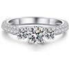 jiamiaoi 18 carati Oro Bianco placcato Anello Donna Argento 925, Fedine Fidanzamento Coppia, Anello Solitario Anniversario Matrimonio (G-3 Pietre, 52(16.60))