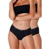 Lovable Slip Culotte da Ciclo Mestruale Flusso Abbondante in Cotone | Mutande Mestruali Riutilizzabili e Assorbenti | Period Panties Bi-Pack Donna x2, Nero, S
