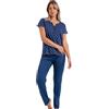 Admas Garden Admas Pigiama Donna Art. 63560 - Completo Due Pezzi Estivo in Cotone e Viscosa - Maglia Manica Corta + Pantalone Lungo - Colore Marino (IT, Testo, M, Regular, Regular, Marino)