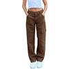 Generic Jeans da donna Baggy Y2k Boyfriend a vita bassa, dritta, vintage, in denim, a gamba larga, pantaloni hip hop Locker Streetwear, Marrone-i., L