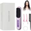 HASAIKA® Spazzola Lisciante per Capelli Senza Fili, Mini Spazzola Lisciante per Capelli, 140°C-200°C 3 impostazioni di temperatura con display a LED, ideale per i viaggi e l'uso quotidiano (viola)