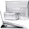 HYZUO 13,3-14 Pollici Donna Custodie per PC Portatili con Supporto per MacBook Pro 14 M3/M2/M1 Pro/Max A2918 A2992 A2779 2024-2021, MacBook Air 13, con Borsa Accessori, Modello Coccodrillo Argento
