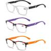 MMOWW Occhiali da Lettura Uomo Donna Confezione da 3 - Occhiali Ultraleggeri con Cerniere a Molla (Bianco + Arancione + Viola, +2.0)