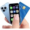 McMgc Mc15mini sbloccare telefono 4G, mini smartphone da 3,0 pollici, doppia scheda, batteria 2000 mAh, fotocamera da 5 MP + 5 MP, telefono di base Face Unlock (Blue)