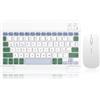 SOPPY Tastiera e Mouse Bluetooth Portatili, Mini Tastiera Ricaricabile, Tastiera Wireless per iPad/Samsung Tab/Lenovo Tab/iOS/Android/Windows, Layout Italiano (Bianco e Verde)