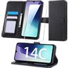 BUTISHIYU Cover Compatibile con Xiaomi Redmi 14C 4G, [Con 1 vetro protettivo], Premium Pelle PU Flip Libro Custodia per Xiaomi Redmi 14C [Slot per Scheda] [Funzione di Supporto], Nero
