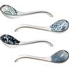 Godneei Set di 4 cucchiai da zuppa cinesi, in ceramica, a mano lunga, stoviglie, set di cucchiai da zuppa per ramen, gnocchi, riso, dessert