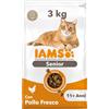 IAMS Cibo secco per gatti anziani da 11 anni con pollo, 3 kg | Crocchette per gatti senior | Alimento secco completo e bilanciato | Con pollo fresco
