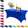 Mienocol Tovaglia in spandex blu, 1,8 m, elasticizzata, rettangolare, lavabile, universale, per patio, cucina, eventi, matrimoni, cocktail bar, mostre, banchetti, feste