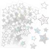 Mozeat Lens Adesivi a forma di stella, 7 misure, in argento, autoadesivi, con strass, per fai da te, etichette scintillanti per regali, decorazioni, vestiti, scrapbooking, 4 fogli
