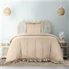 Utopia Bedding Copripiumino a Volant Singolo - Copripiumino in Microfibra 135x200 cm + Federa 80x80 cm - Beige