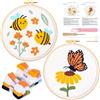 JSRQT 2 Set Punch Needle Ricamo Starter Kit per Principianti, Kit di Ago Perforatore Facile con Motivo Farfalla e Ape Bambini Adulti, Punto Croce con Ago Punzonatura Fatto a Mano per Decorazioni Casa