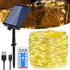 Hopelit Catena Luminosa Solare Esterna 30m 300 LED con Timer e Telecomando, a Filo di Rame Impermeabile IP65 con 8 Modalità, Luce Calda per Giardino Balcone Terrazza Gazebo Pergola Festa
