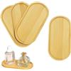 KiKiHong Set da 4 vassoi ovali in legno - Piccoli vassoi di bambù per sottobicchieri, sushi, caffè, dolci e snack, 17,5 x 8,8 x 1 cm