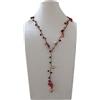 Generico collana uncinetto filo marrone pietre dure nere e corallo perle bronzo boho chic etnico multifunzionale regalino amica