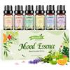 AESHORY Set di Oli Essenziali di Essenza dell'umore 6 x 10ML, Olio Essenziale di Aromaterapia Naturale per Diffusori - Sollievo dallo Stress, Dolce Sogno, Sentirsi Bene, Respirazione Profonda