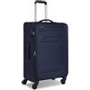 Worldpack Set di valigie morbide, 3 pezzi, trolley da viaggio in poliestere robusto di alta qualità, per uomo e donna, 4 ruote doppie e lucchetto TSA, serie Chicago, blu scuro, Koffer M (68 cm)