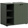 trendteam smart living - PureBliss - Mobile sottolavabo - Verde - Effetto scanalato - 3 scomparti aperti + 1 ripiano - 90 x 79 x 53 cm - eleganti manici in metallo