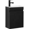 Kometmöbel Mobile Bagno con Lavabo 40 cm, preassemblato, piccolo lavabo con mobiletto (Nero, Senza Rubinetto)