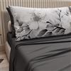 PETTI Artigiani Italiani - Lenzuola Matrimoniali Cotone con Federe in Stampa Digitale, Lenzuolo Completo Letto Matrimoniale Fantasia Floreale 38 Grigio Scuro, 100% Made in Italy