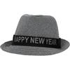 Folat 04471 Cappello Trilby 'Happy New Year' Lurex Argento - Decorazioni Festa Capodanno, Veglione Cenone di San Silvestro, Buon Anno