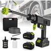 Winwj Idropulitrice a Batteria, 21V Idropulitrice Portatile Professionale con 2 Batterie, Tubo da 5M, Ugello 6 in 1, Idropulitrice Portatile Senza Fili per Auto, Giardino, Pavimenti, Prato e Esterni