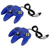 ameego Controller di gioco con manico lungo Nentendo 64 controller di ricambio cablato Gamepad Remote Pad Joystick adatto per console di gioco Wii N64 (blu)-2 pezzi