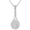 URONE Catena sportiva in argento sterling 925, racchetta da tennis e pallina da tennis, ciondolo per racchetta da tennis, gioielli sportivi, regalo per donne amanti del tennis, Argento sterling,