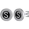 Silvora Argento Sterling Orecchini Neri da Donna Nome 26 Lettere Alfabeto Personalizzato A-Z Orecchini Iniziali S925 con AAA Zirconi Regalo per Lei Ragazze Compleanno