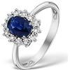 Designer Inspirations Boutique Anello di fidanzamento da donna in argento Sterling con zaffiro sintetico blu e zirconia cubica bianca (CZ), replica PETITE Kate Middleton, anello da principessa Diana, anello The Royal - disponibile