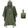Qunature Poncho Impermeabile 3 in 1, Giacca Antipioggia Uomo Dona Multifunzione, Mantella Antipioggia con Cappuccio Portatile Leggera Riflettore Campeggio Trekking Escursione Picnic, Verde