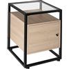 TecTake 801089 Comodino Dudley, Lastra in vetro removibile, Porta con magnete e ripiano regolabile